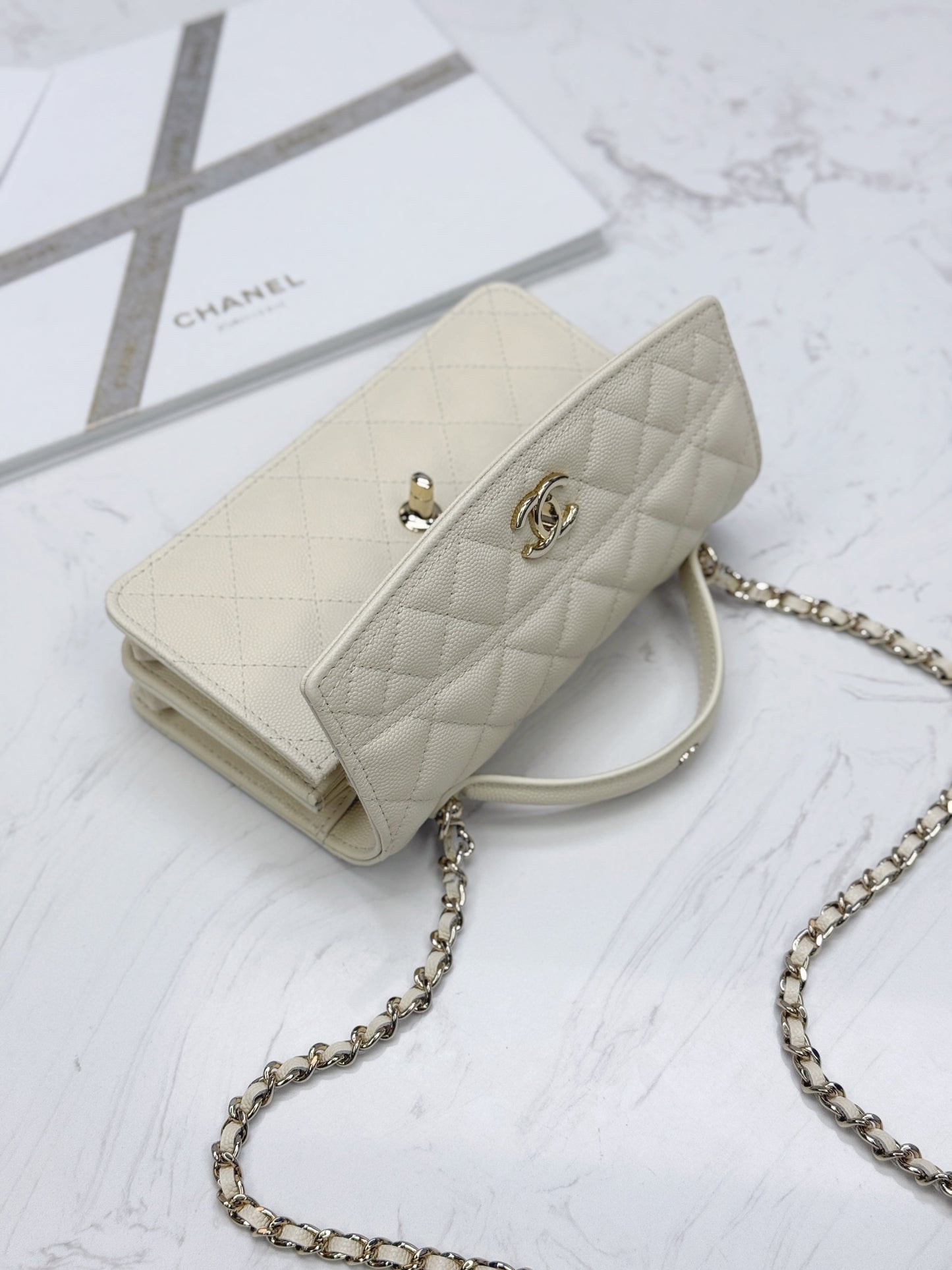 Chanel25C lychee pattern accordion bag