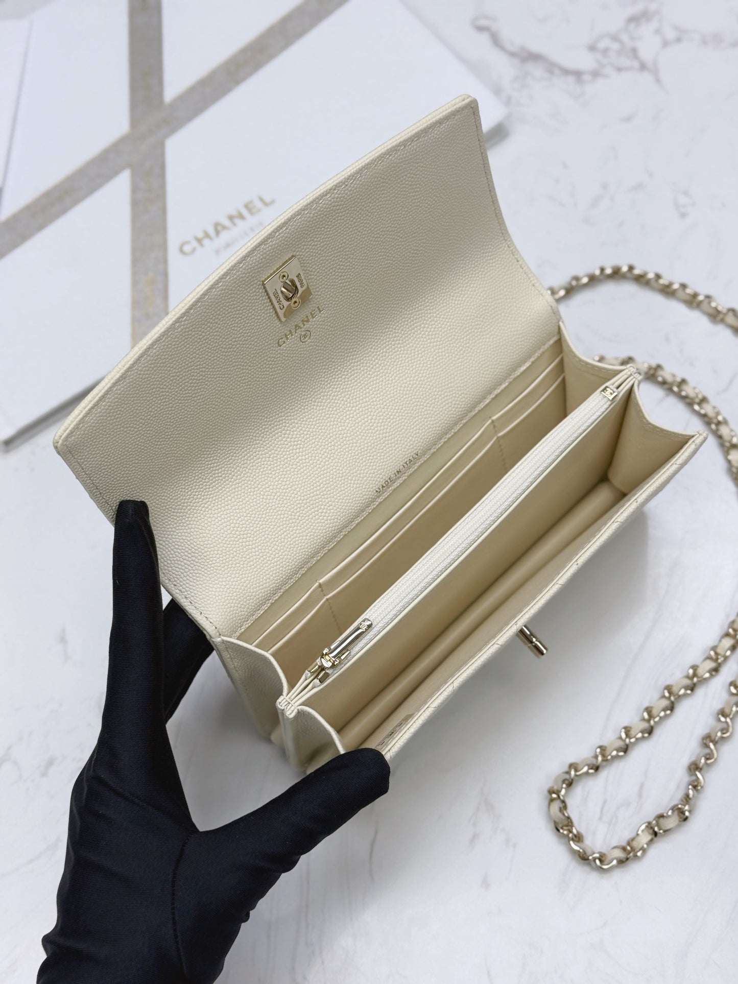 Chanel25C lychee pattern accordion bag