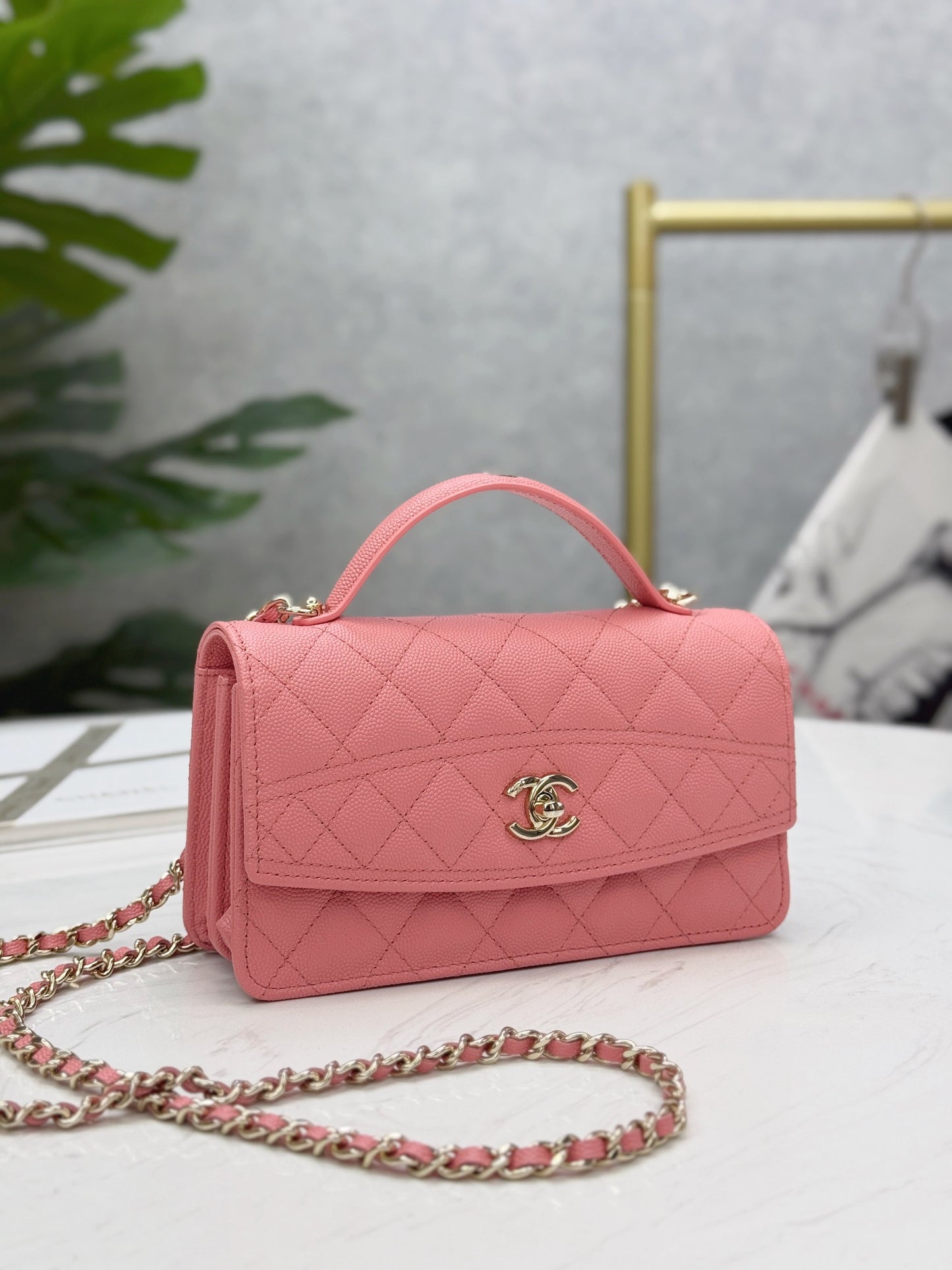 Chanel25C lychee pattern accordion bag