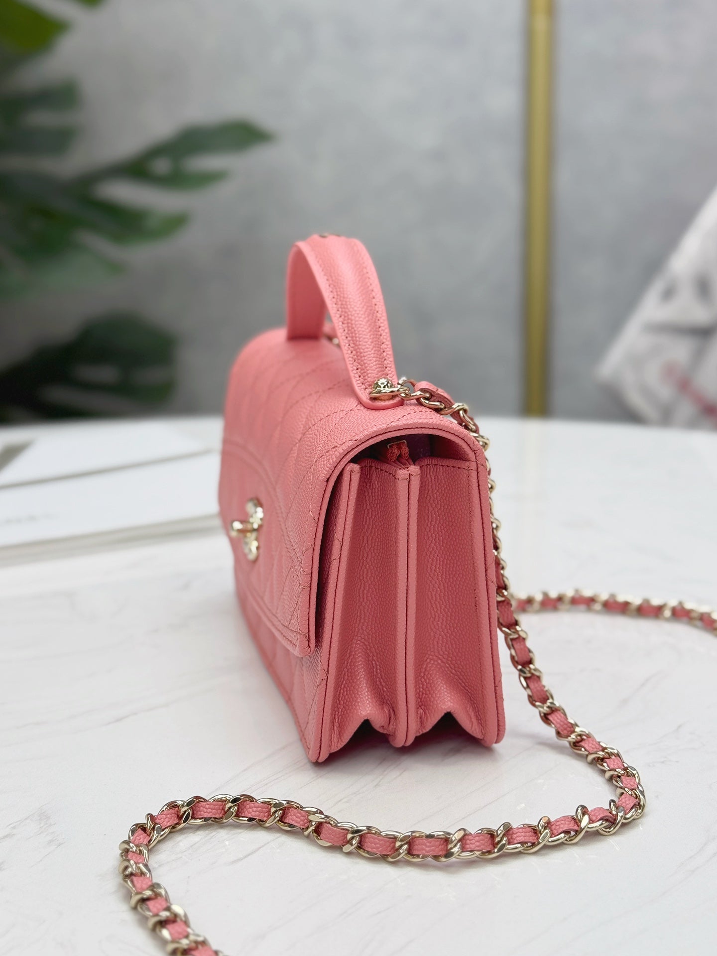Chanel25C lychee pattern accordion bag