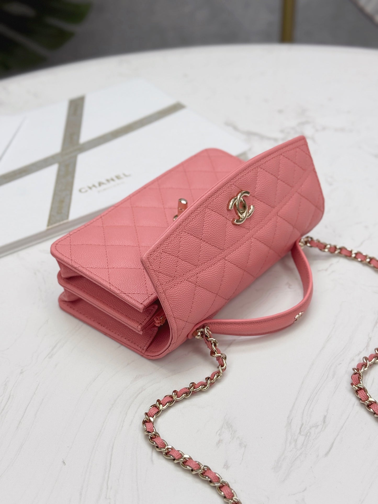 Chanel25C lychee pattern accordion bag