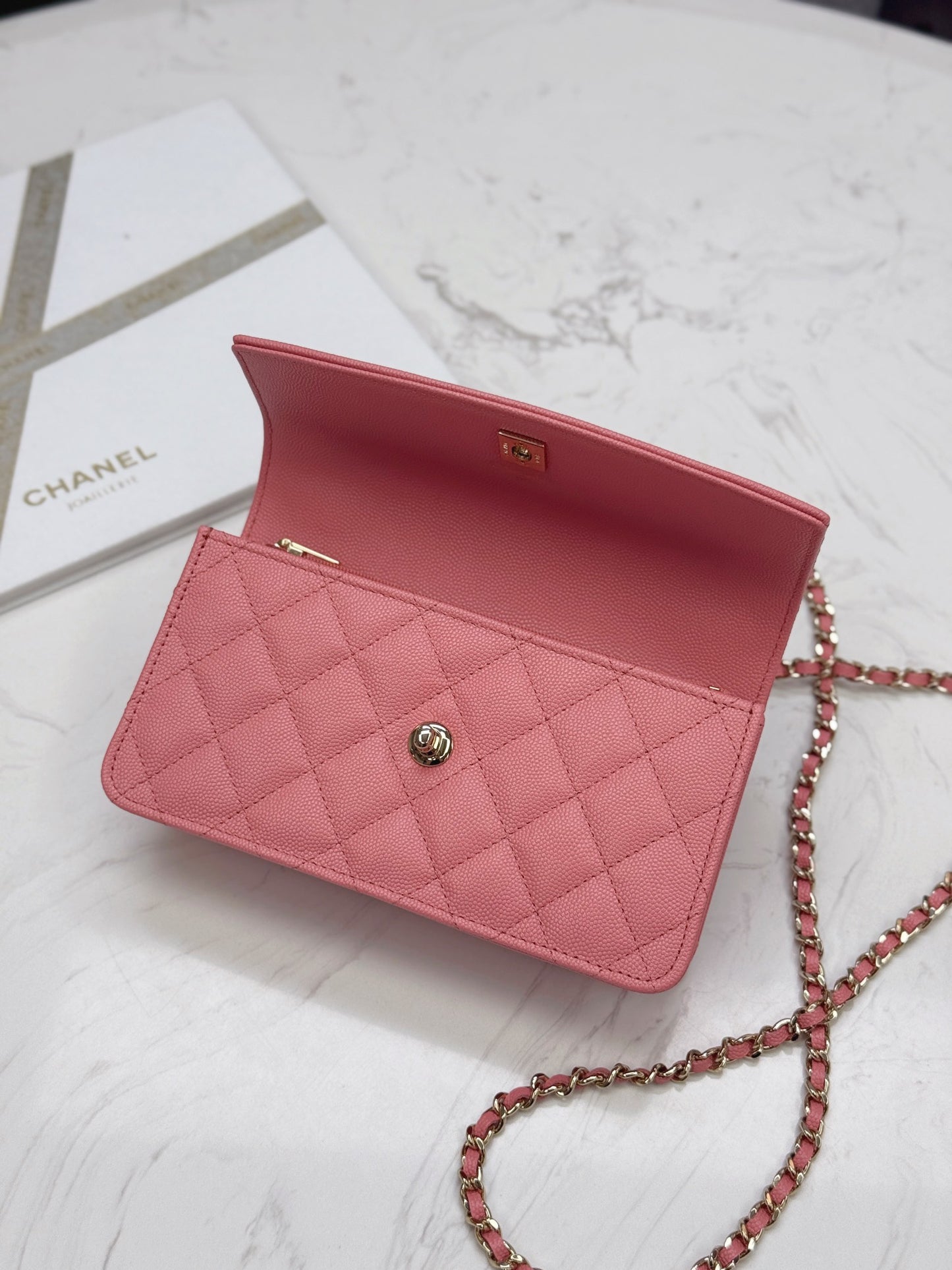 Chanel25C lychee pattern accordion bag