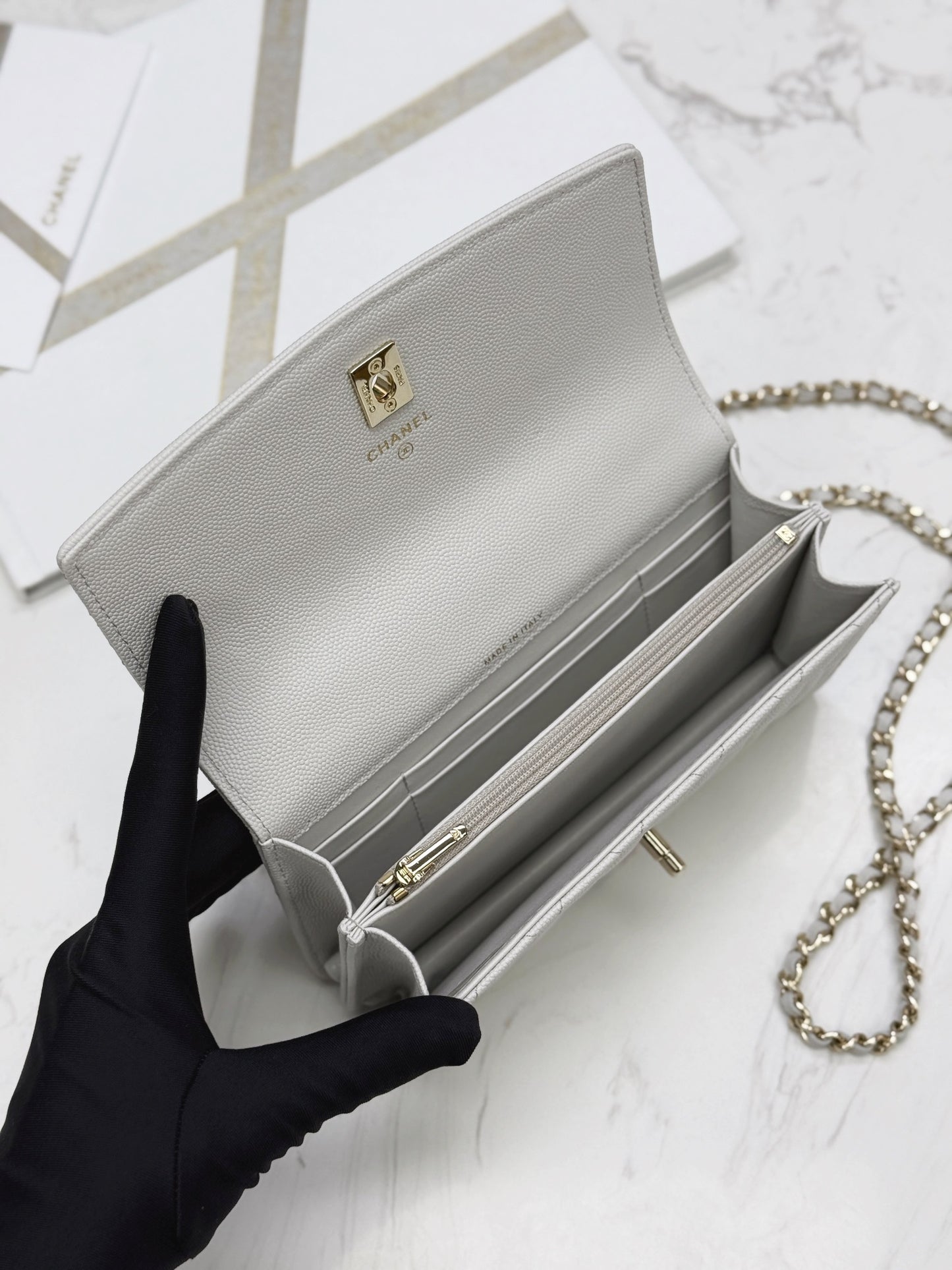 Chanel25C lychee pattern accordion bag