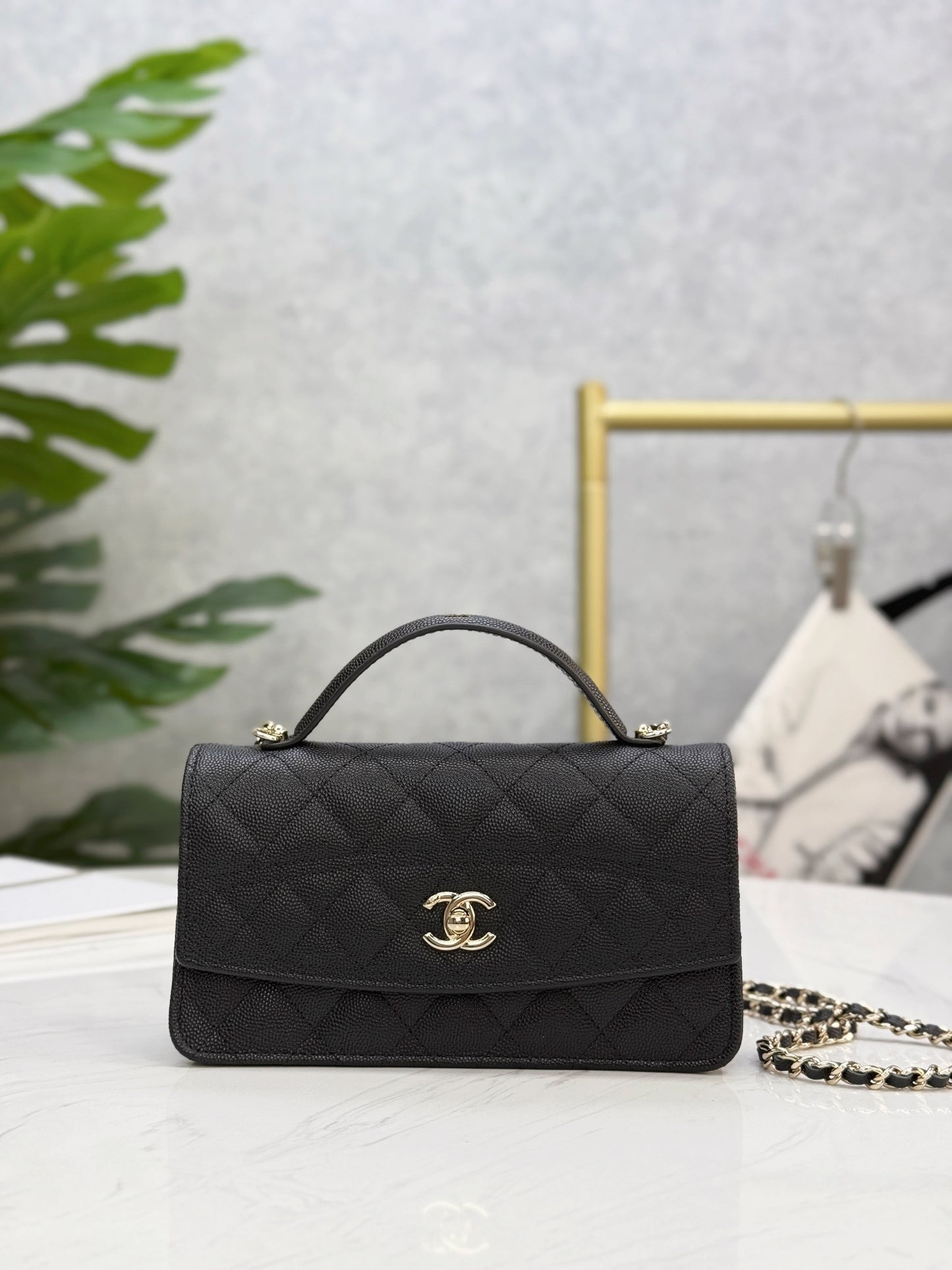 Chanel25C lychee pattern accordion bag