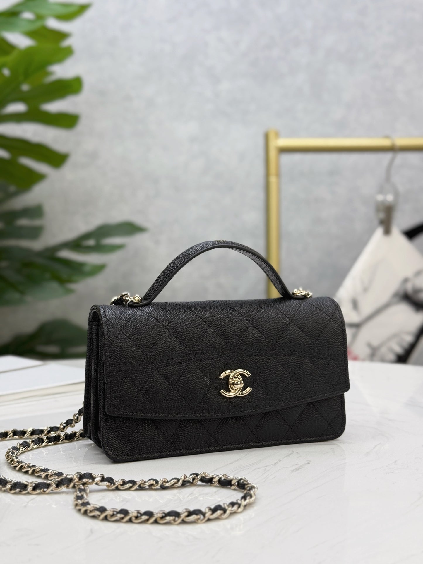 Chanel25C lychee pattern accordion bag