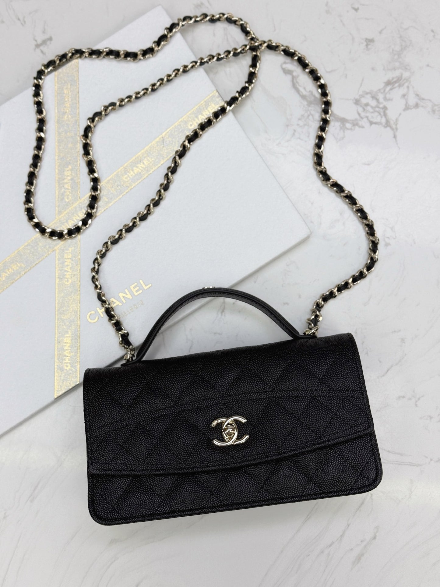 Chanel25C lychee pattern accordion bag