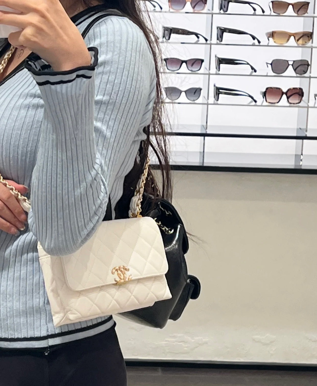 CHANEL23K pleated wide chain accordion bag
