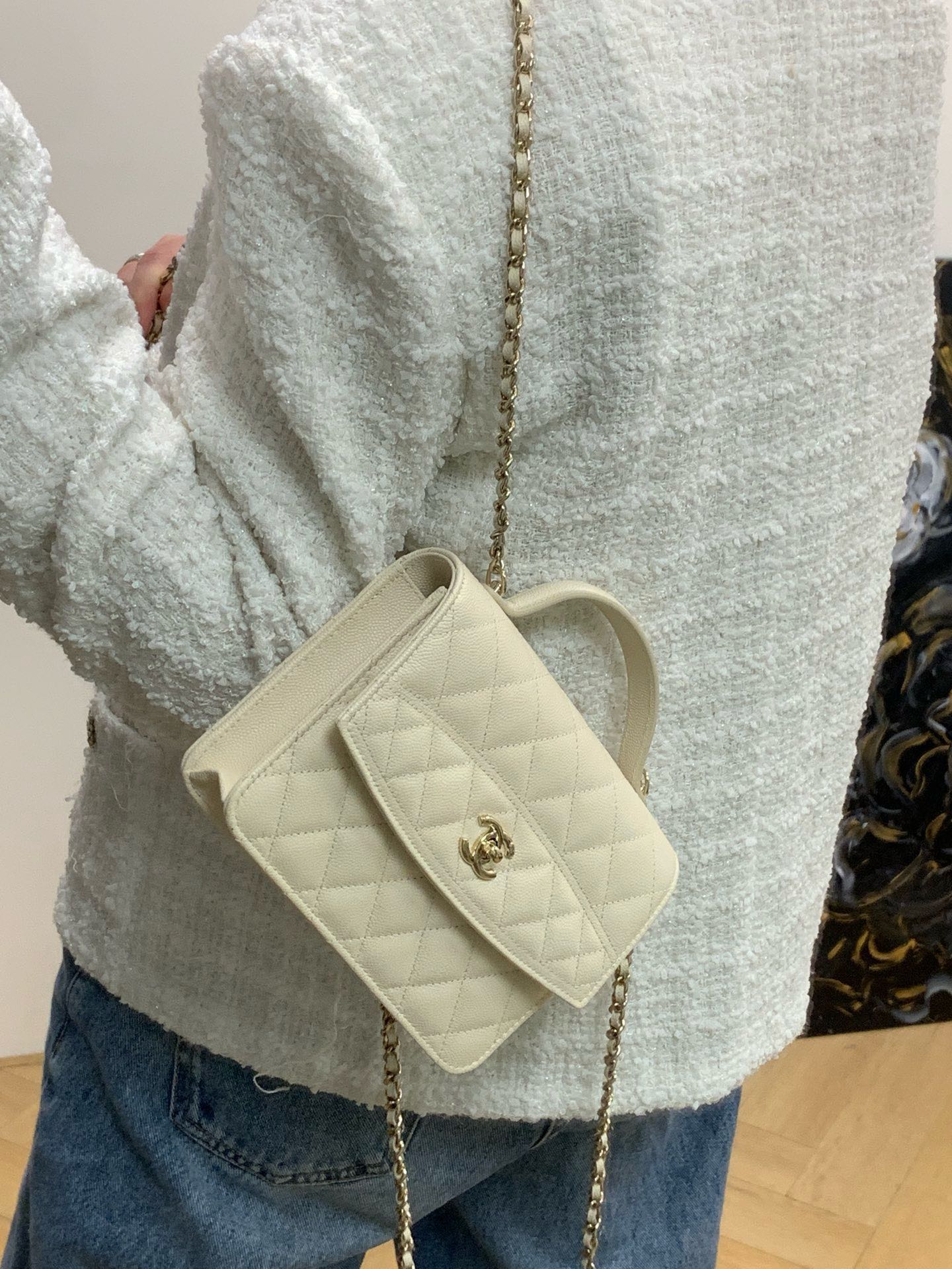 CHANEL 25C Early Spring Lychee Pattern Small Backpack