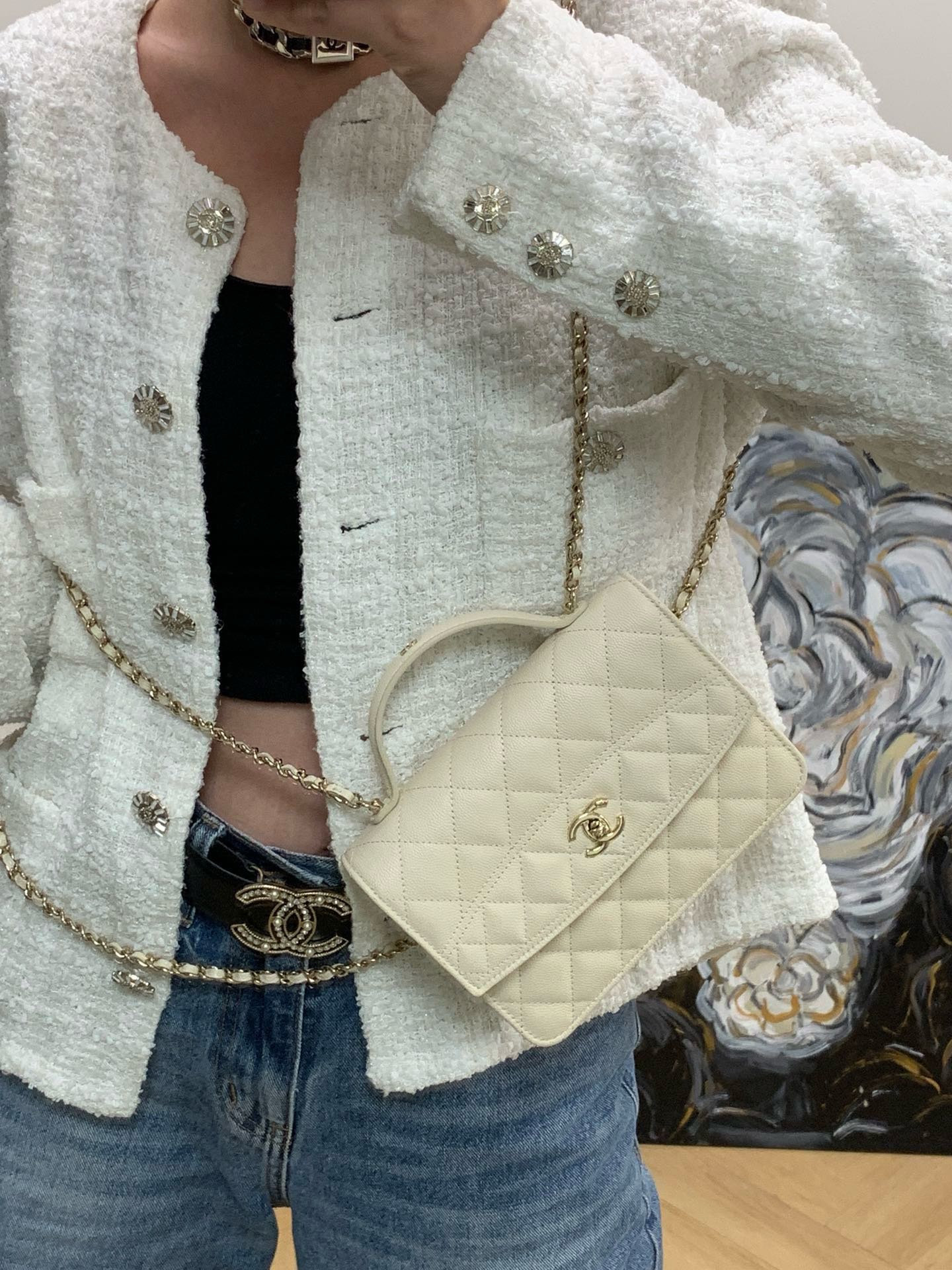 CHANEL 25C Early Spring Lychee Pattern Small Backpack