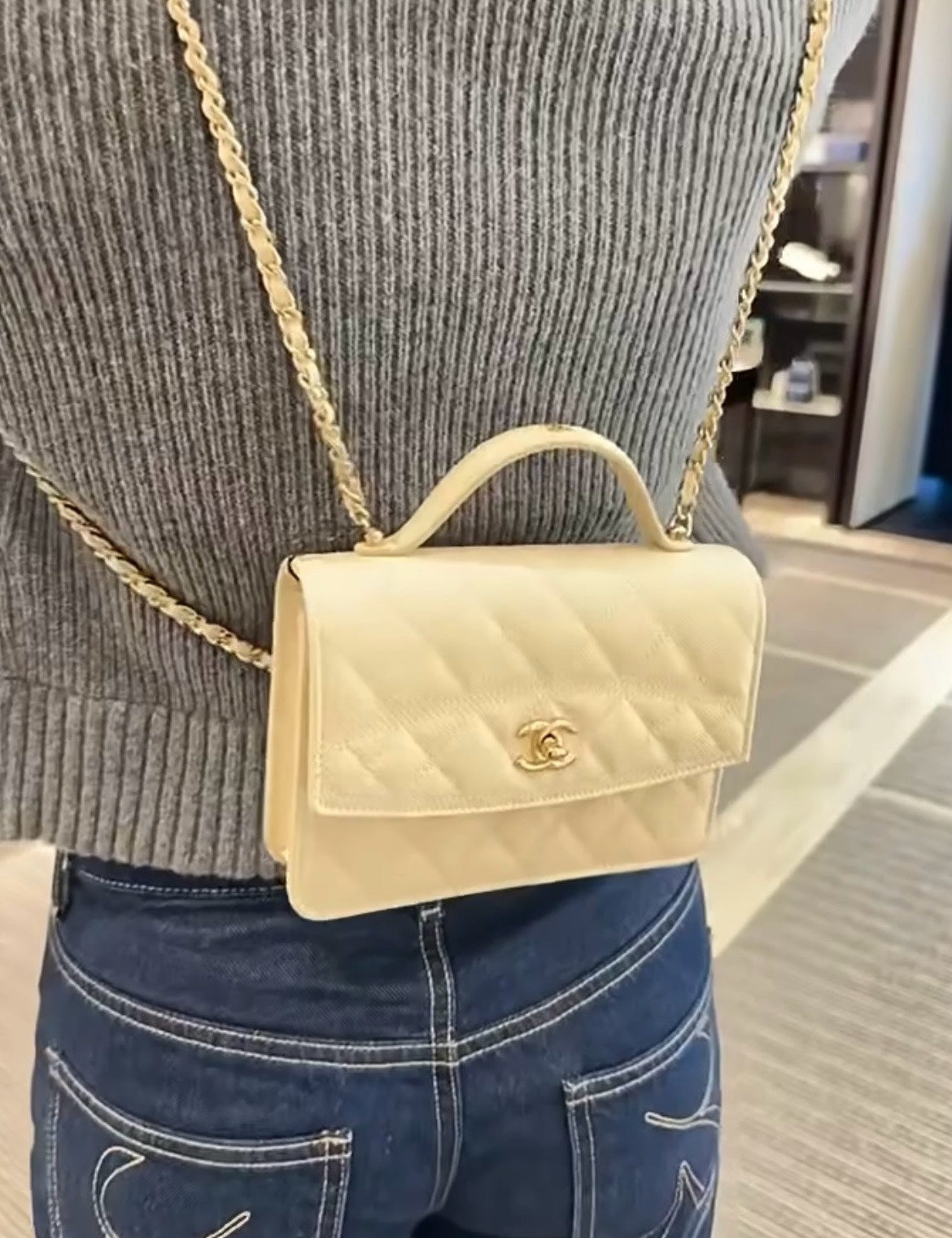 CHANEL 25C Early Spring Lychee Pattern Small Backpack