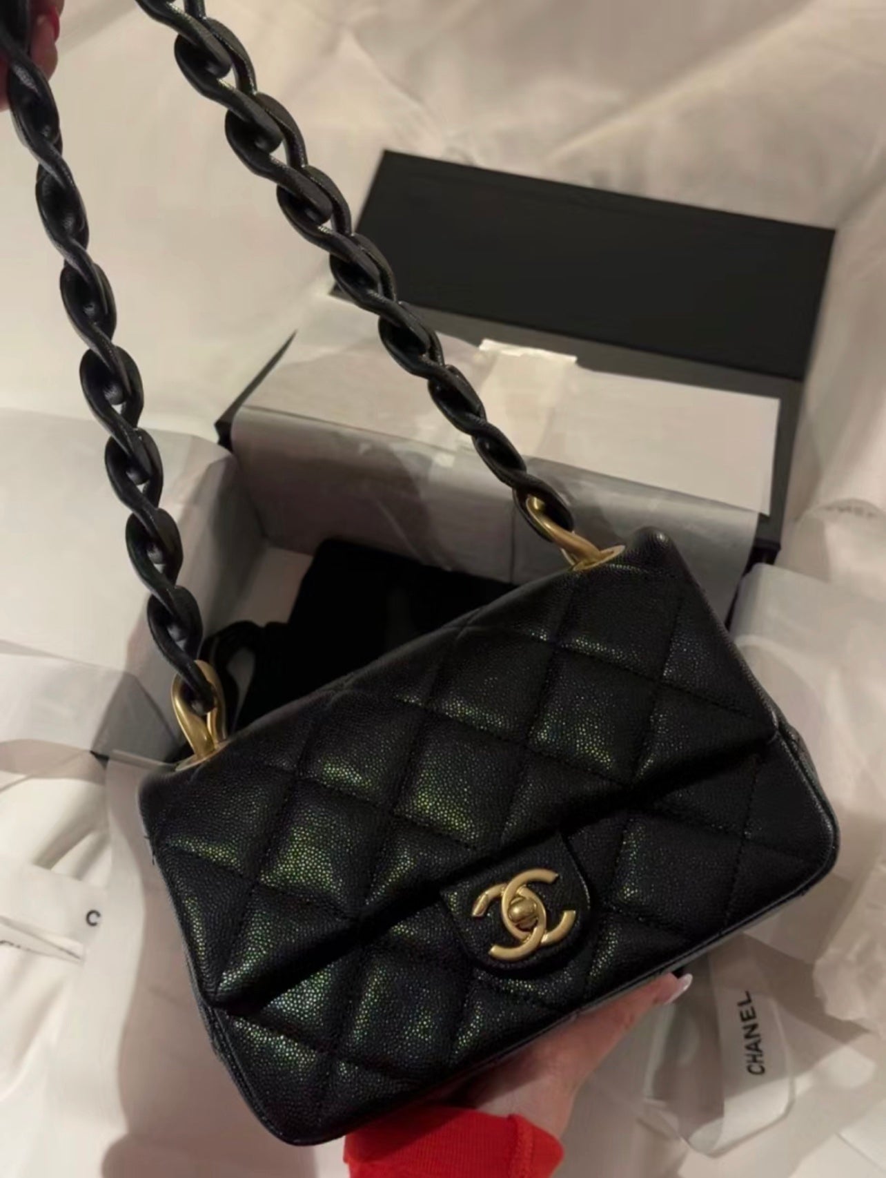 CHANEL 25C Early Spring Lychee Pattern Small Backpack