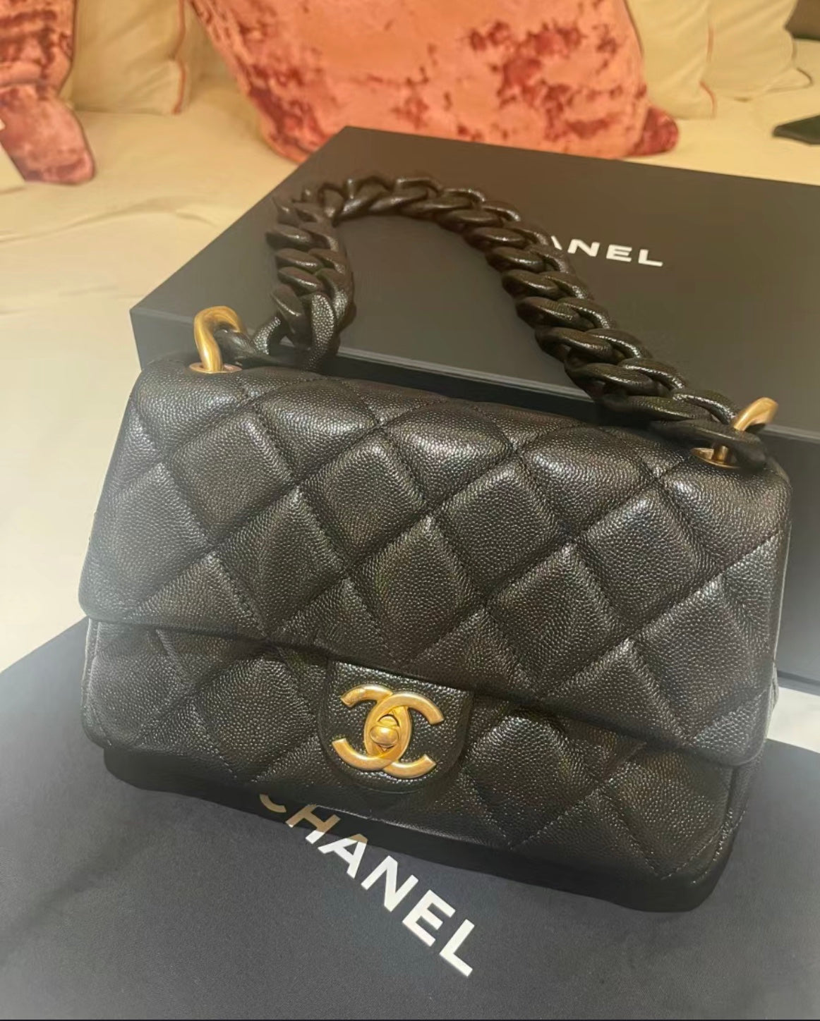 CHANEL 25C Early Spring Lychee Pattern Small Backpack