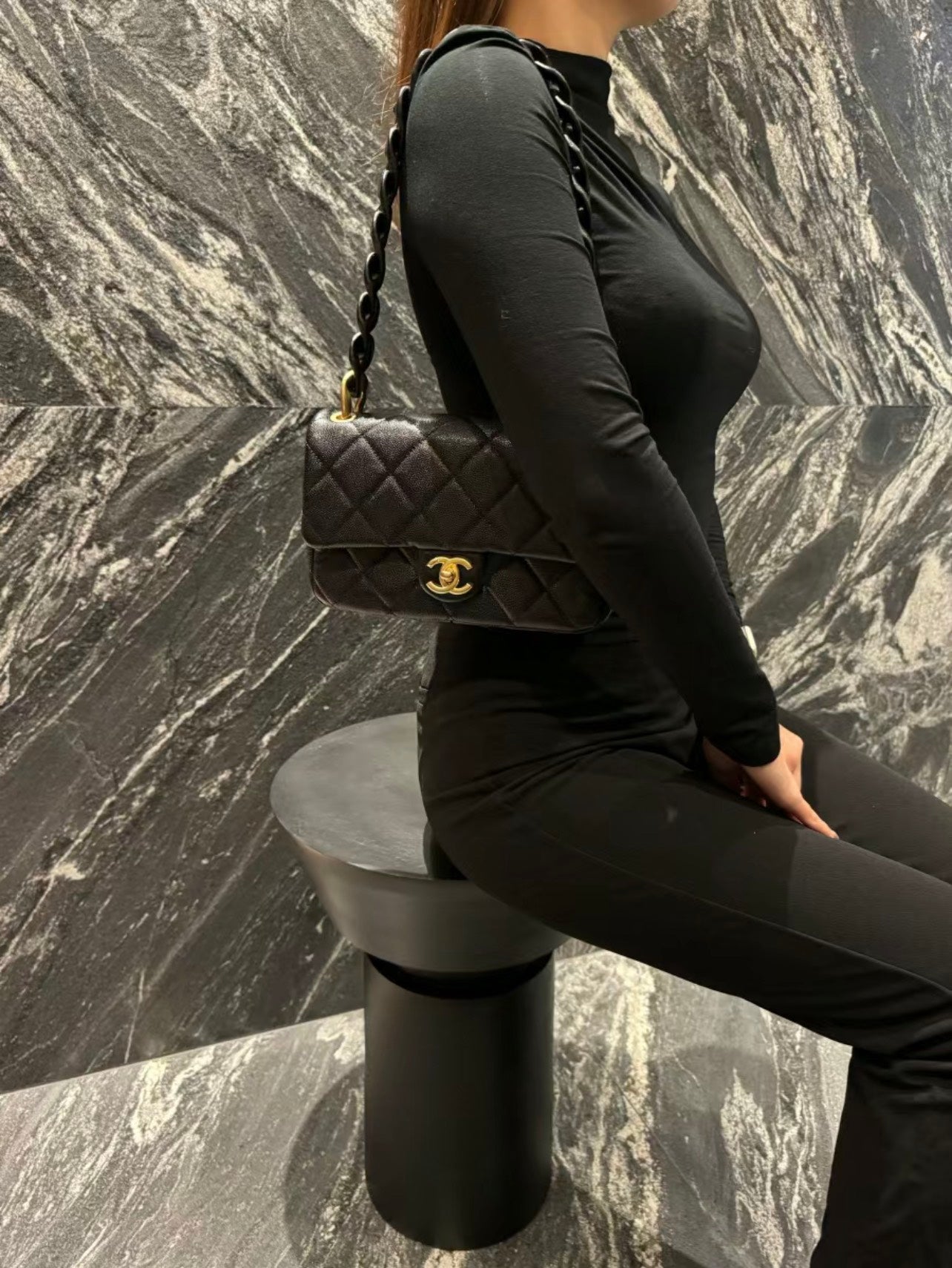 CHANEL 25C Early Spring Lychee Pattern Small Backpack