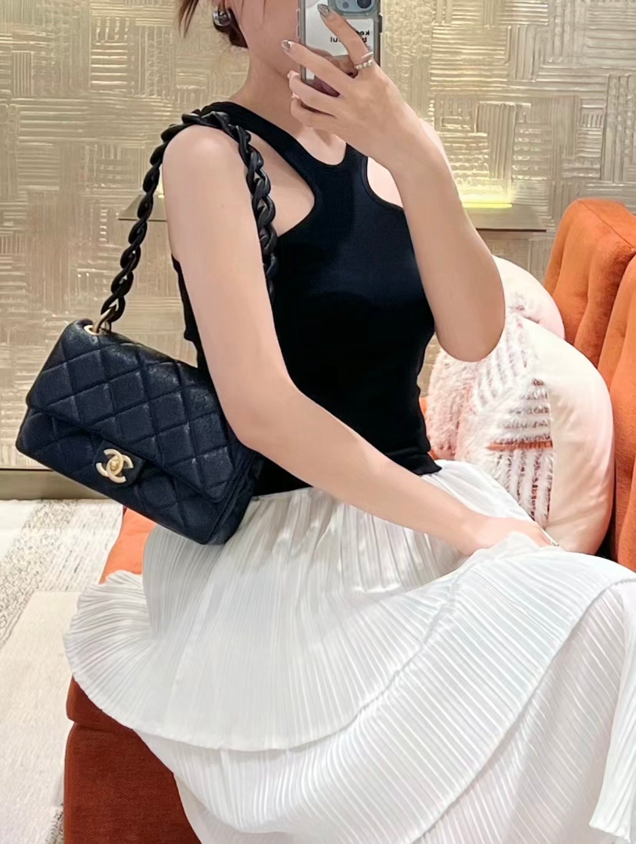 CHANEL 25C Early Spring Lychee Pattern Small Backpack