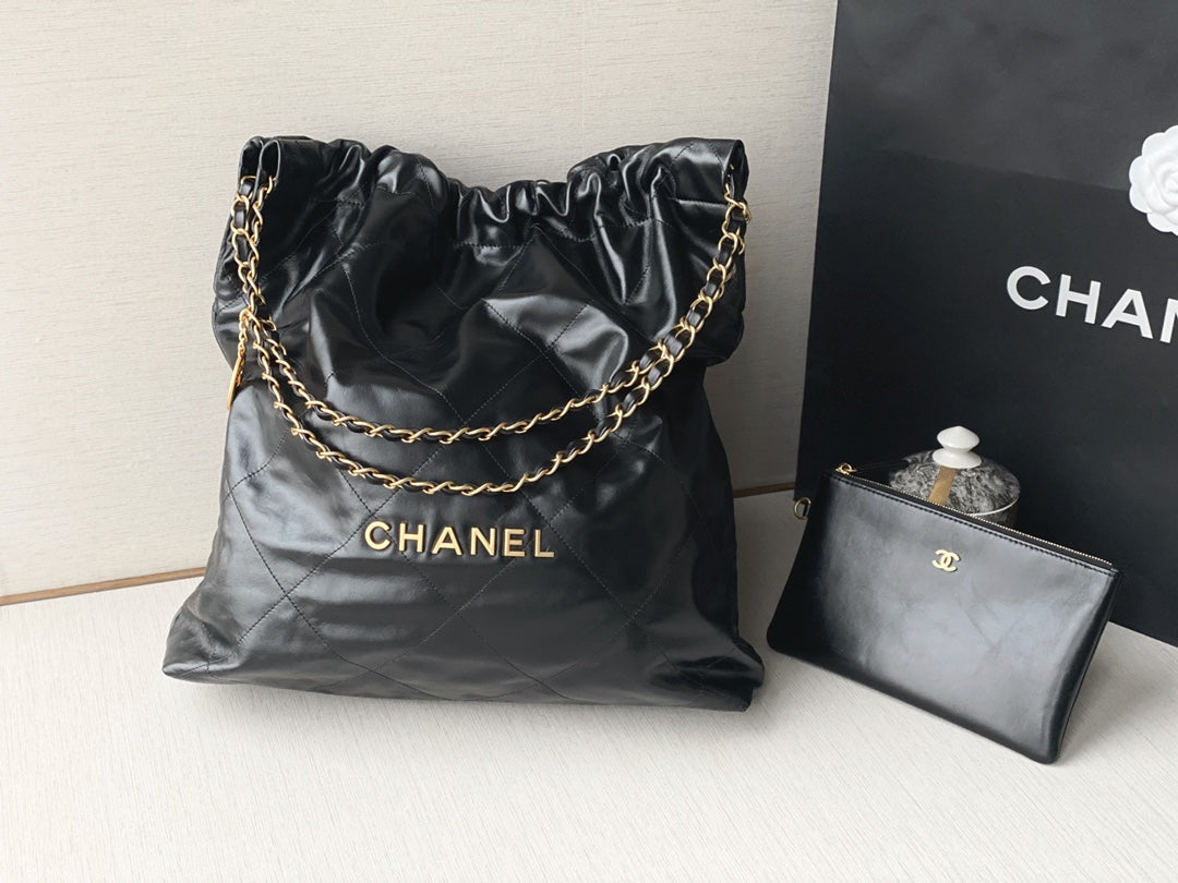 Chanel's new 22S classic diamond quilted and leather chain shoulder strap shopping bag