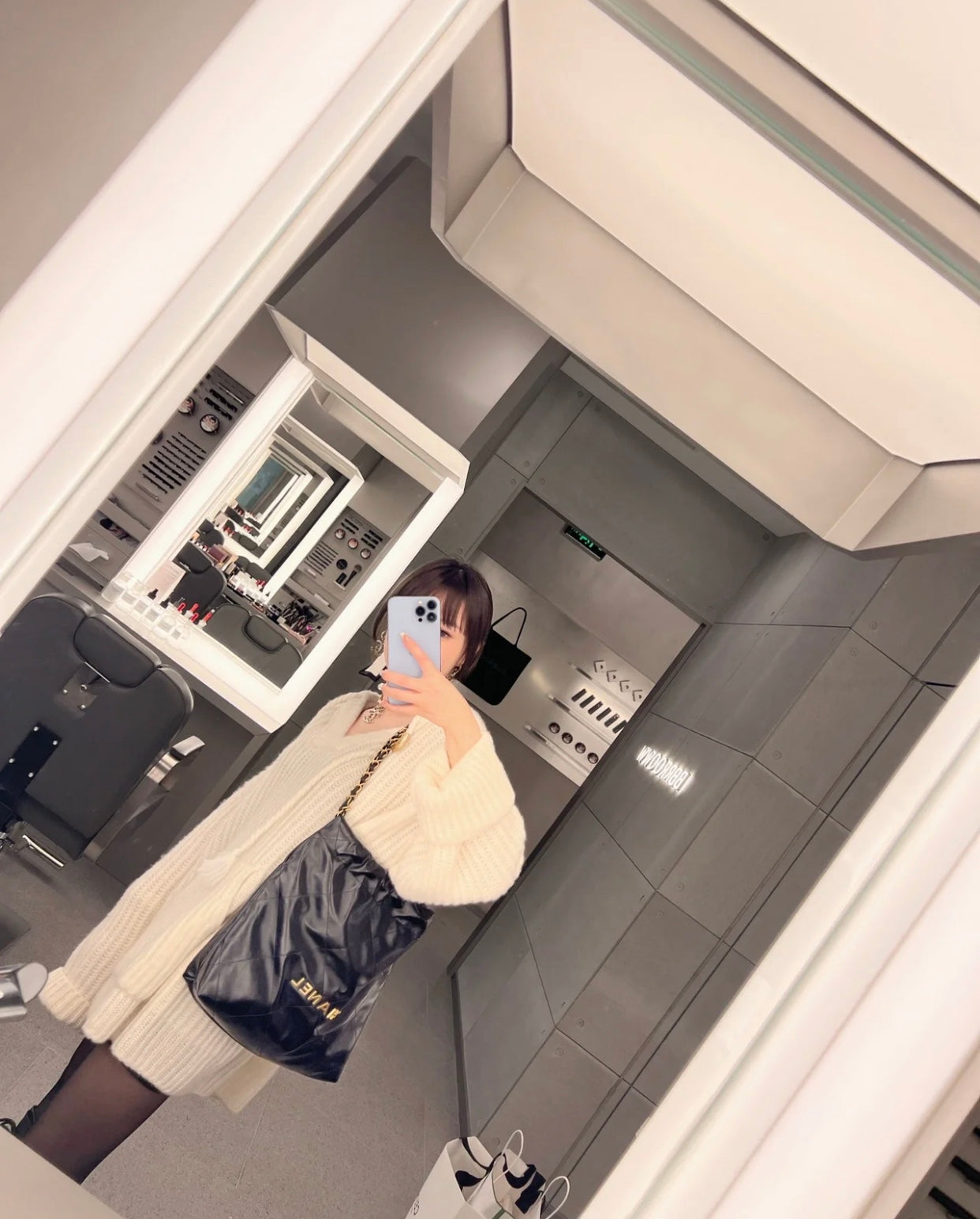 Chanel's new 22S classic diamond quilted and leather chain shoulder strap shopping bag