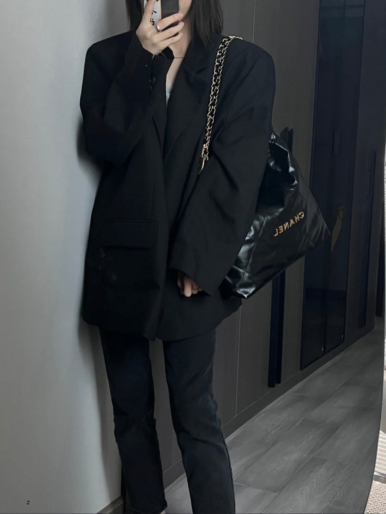 Chanel's new 22S classic diamond quilted and leather chain shoulder strap shopping bag