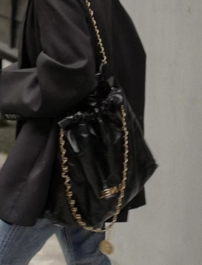 Chanel's new 22S classic diamond quilted and leather chain shoulder strap shopping bag