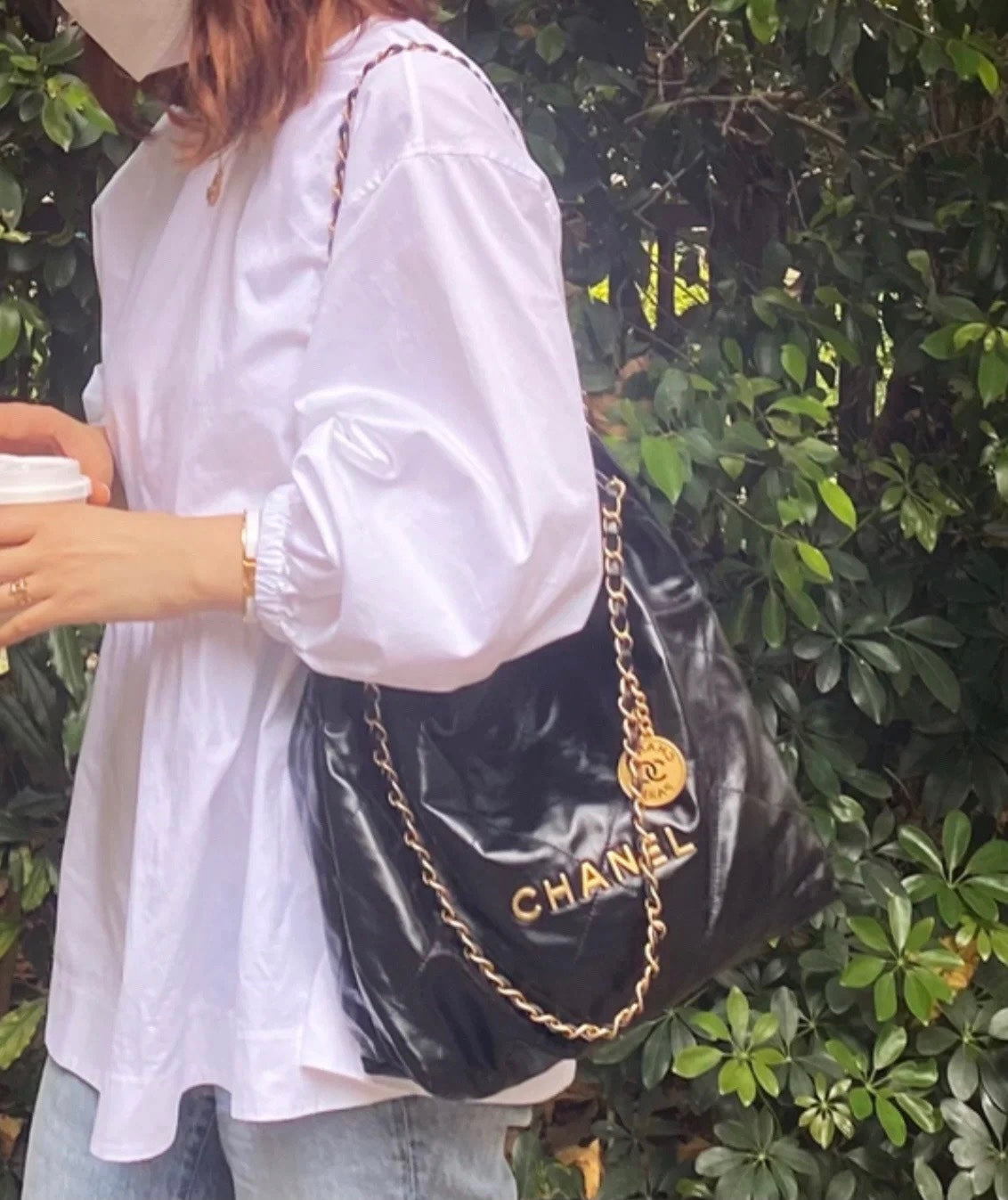 Chanel's new 22S classic diamond quilted and leather chain shoulder strap shopping bag