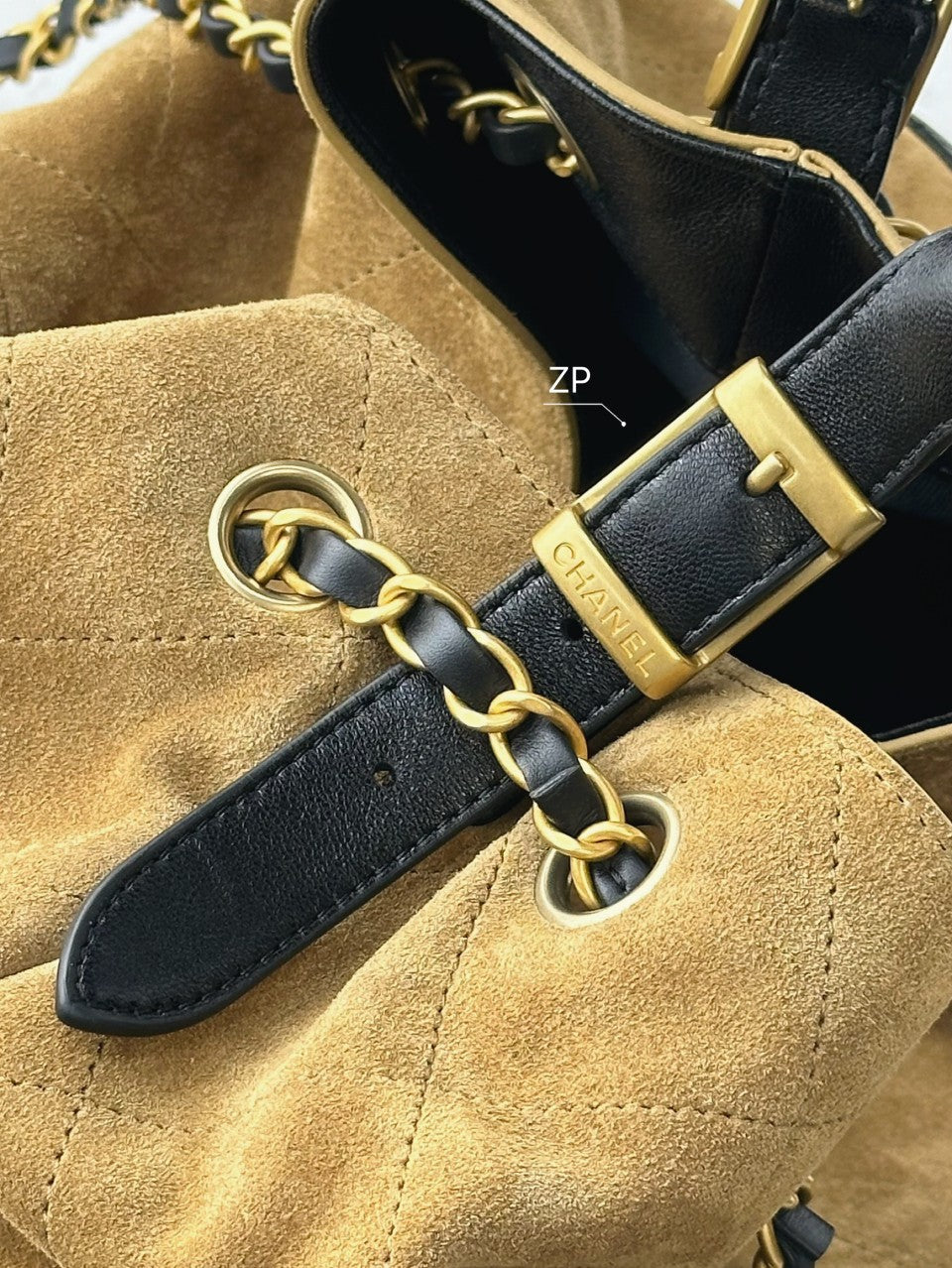 Cowhide double C design large capacity bucket bag