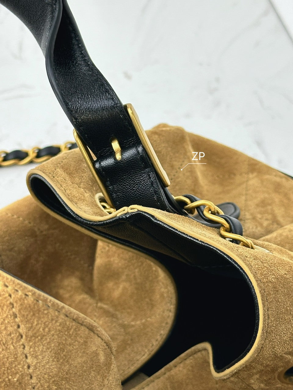 Cowhide double C design large capacity bucket bag