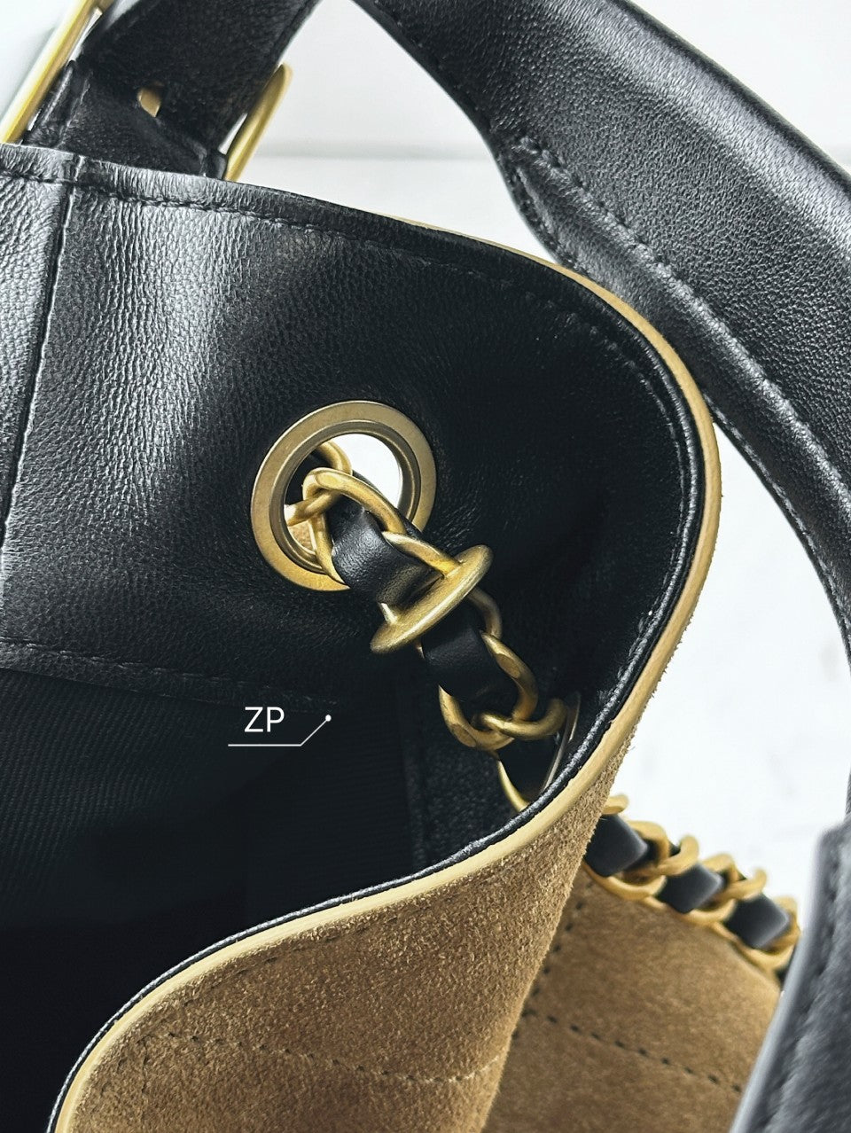 Cowhide double C design large capacity bucket bag