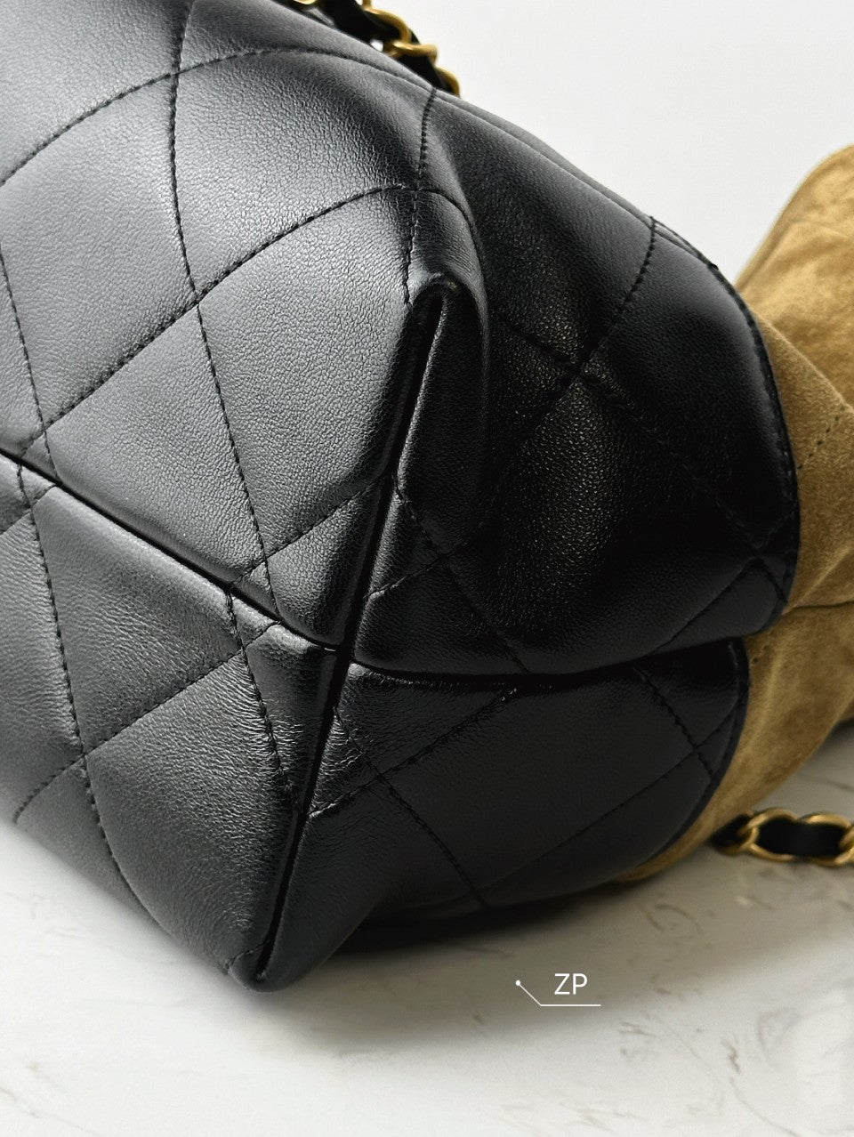 Cowhide double C design large capacity bucket bag