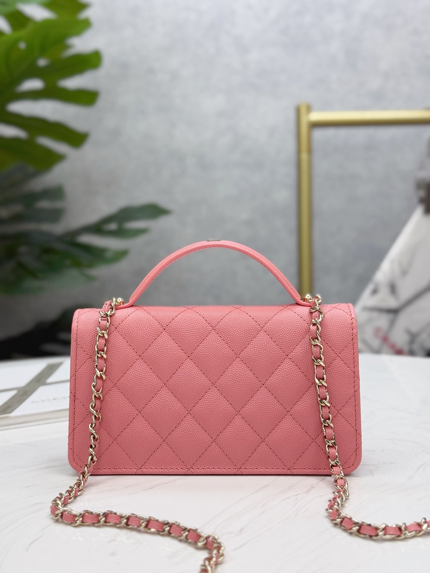 Chanel25C lychee pattern accordion bag