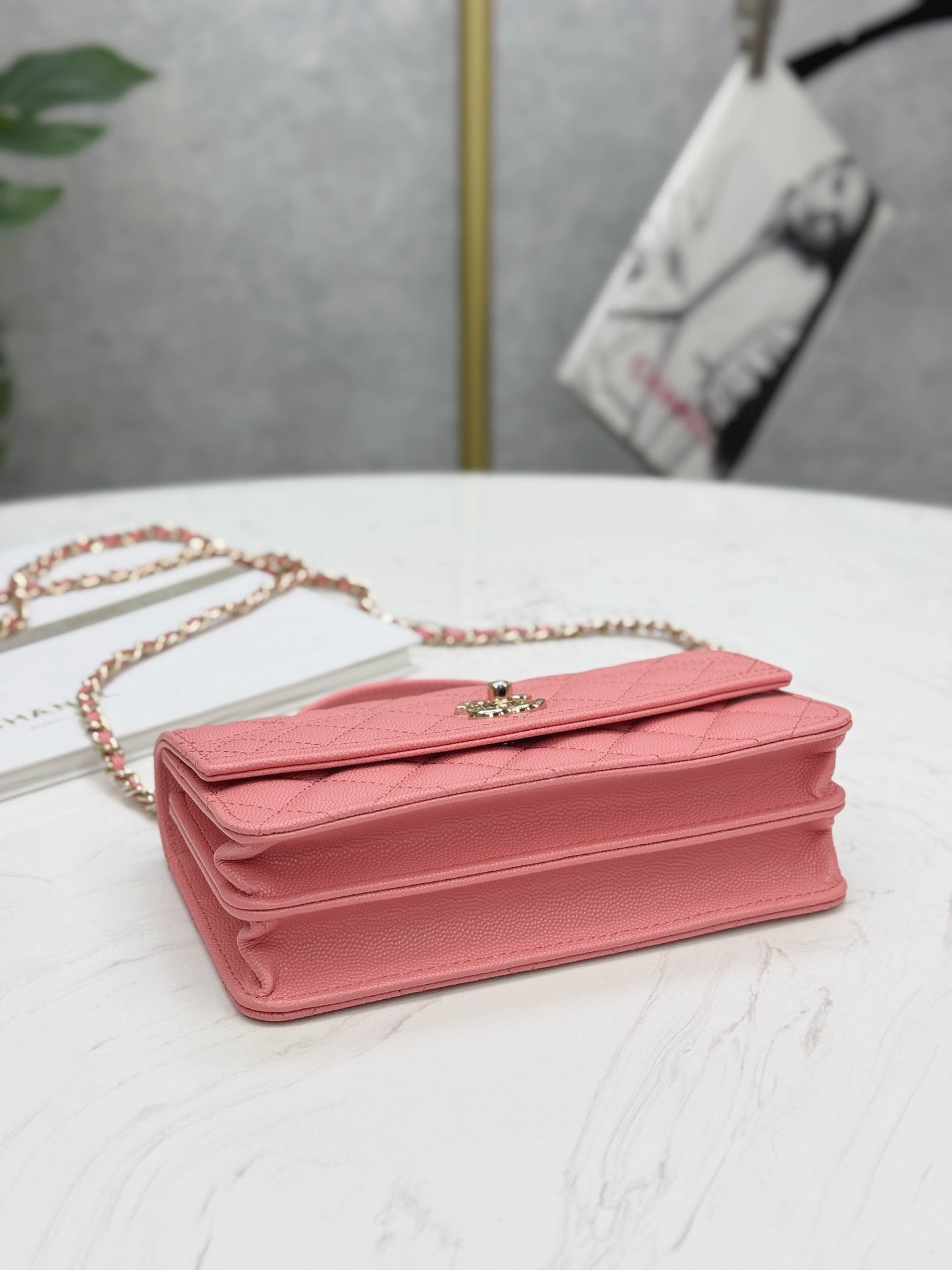 Chanel25C lychee pattern accordion bag