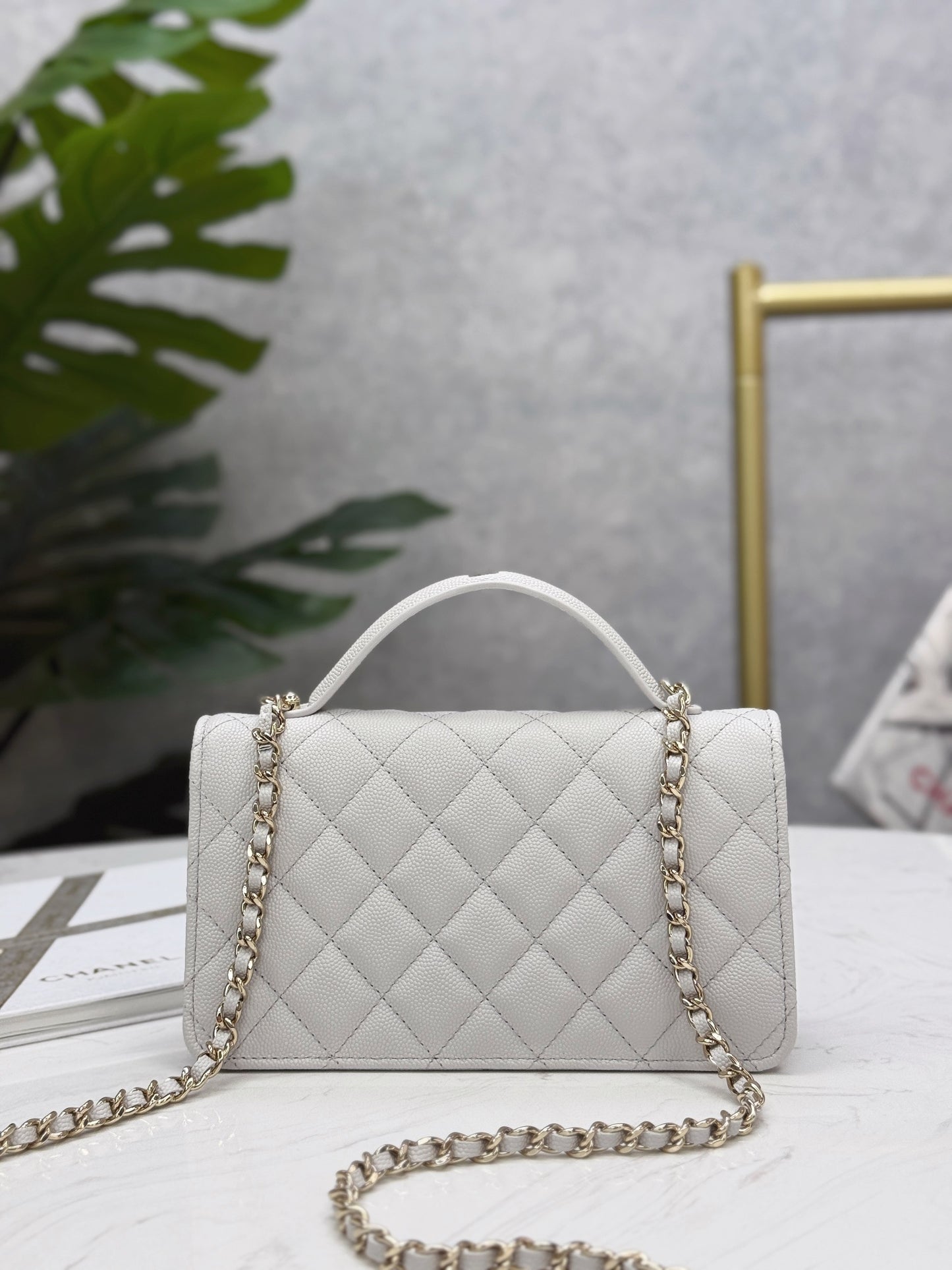 Chanel25C lychee pattern accordion bag