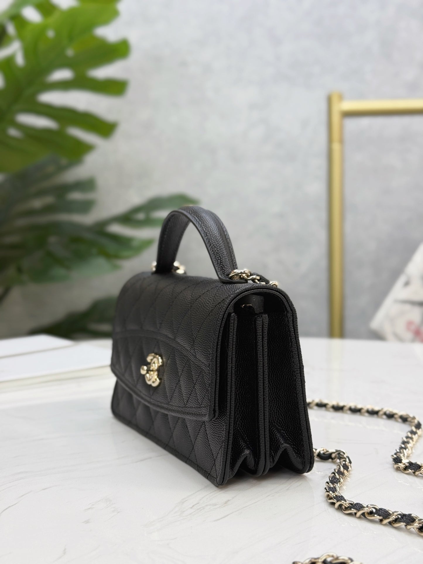 Chanel25C lychee pattern accordion bag