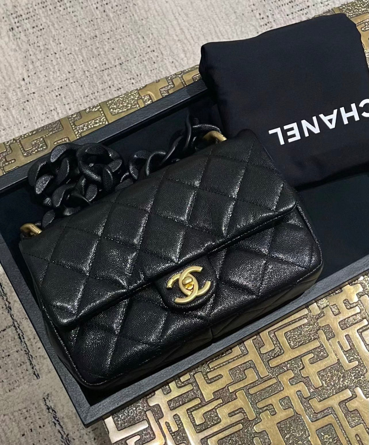 CHANEL 25C Early Spring Lychee Pattern Small Backpack