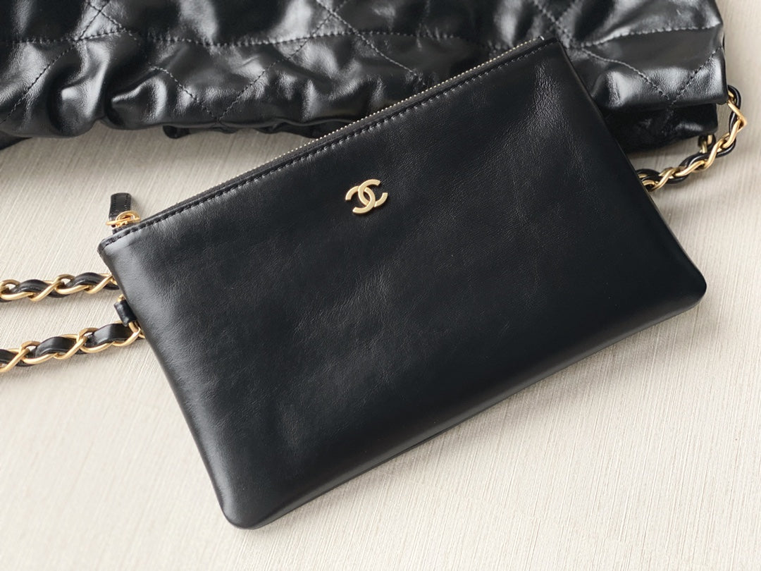 Chanel's new 22S classic diamond quilted and leather chain shoulder strap shopping bag