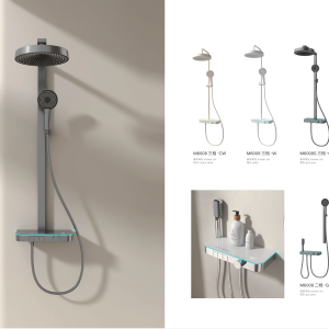M6008 Luxury Smart Shower System with Ambient LED Lighting, Glass Storage Shelf & Piano-Key Controls