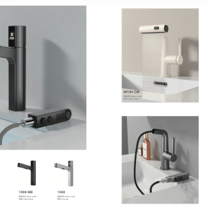 Smart Digital Basin Mixer Collection with Pull-Out Spray Hose, Real-Time Temperature Display & Waterfall Spout Options