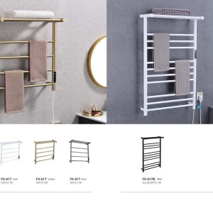 FK-017 & FK-017B Premium Electric Heated Towel Rack Collection with Top Storage Shelf, Digital Control & Extended Capacity Options